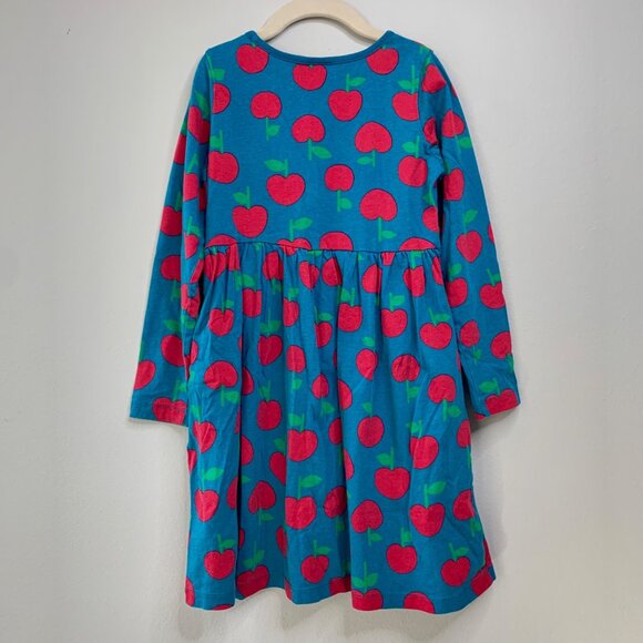 HANNA ANDERSSON Apples Dress Girls 8 130 Red Apple Playdress Pockets Blue - Picture 2 of 6